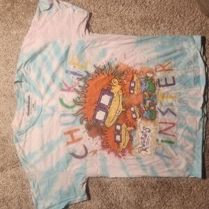 Vintage Nickelodeon Rugrats Tie-Dye Mens Size Small T-Shirt - Blue and White